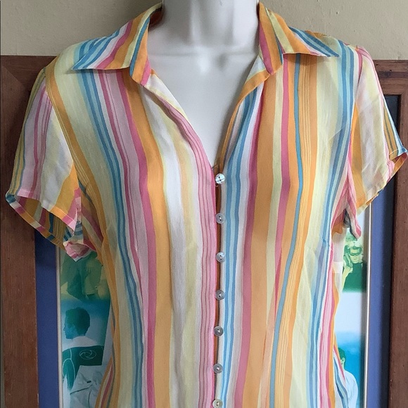 PIANO - Women's semi-transparent vintage blouse size small 100% silk. - Picture 3 of 8